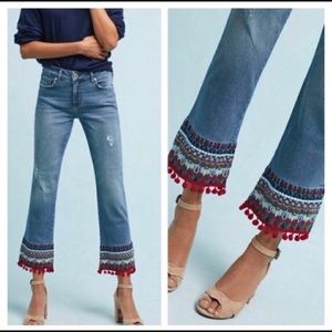 Anthro’s embroidered mid-rise jeans